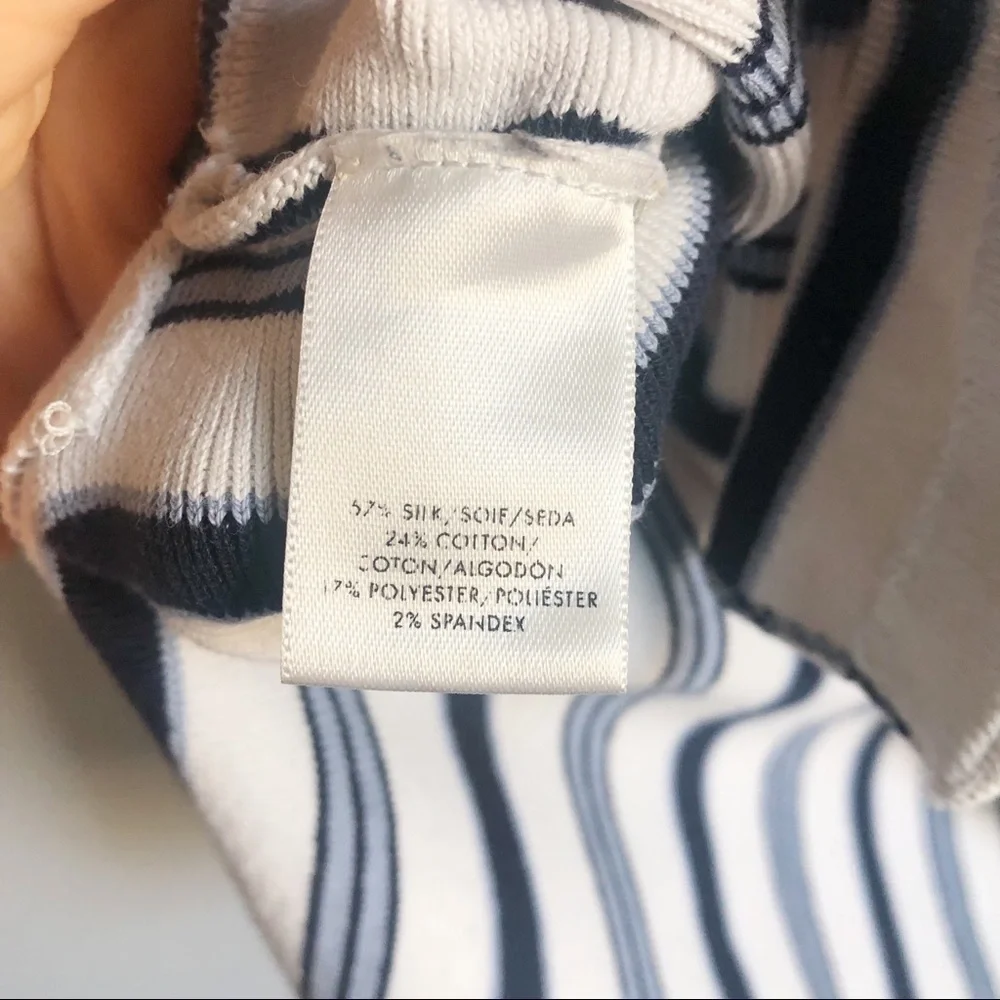 Ann Taylor Silk Blend Striped Wide Sleeve Knit Sweater Top